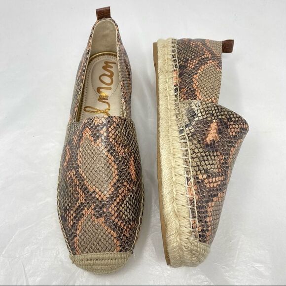 SAM EDELMAN Khloe Reptile Print Leather Espadrille Slip-On Loafer Skimmer Shoe - Picture 7 of 13